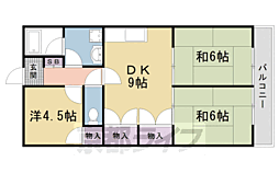 デラシオン御室南棟 3DKの間取図画像