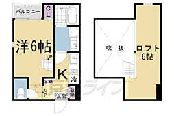 ハーモニーテラス醍醐新開2 1Kの間取図画像