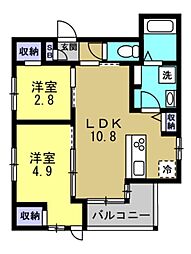 ブリアン西宮 2LDKの間取図画像