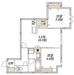 西宮市若松町マンション 2LDKの間取図画像