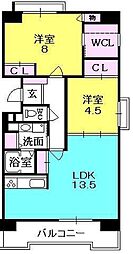ブラーヴァ夙川 2LDKの間取図画像