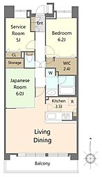 クレストフォルム東京リバーコースト 6階3LDKの間取り