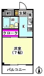 ステイツ第一 2階ワンルームの間取り