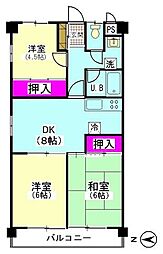 エムズ萩中 3DKの間取図画像