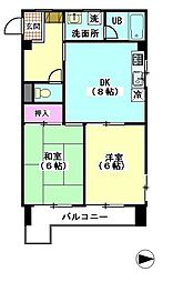 ル・パルク萩中 2DKの間取図画像