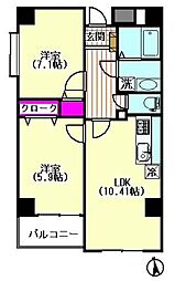 ホワイトキューブ 2LDKの間取図画像