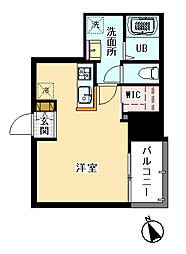 LA CASA OMORI 8階ワンルームの間取り