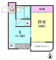 メゾン大森 2階1Kの間取り