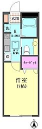 アリエスYK 1階1Kの間取り
