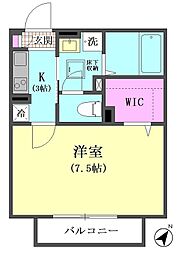セブンスコート 1Kの間取図画像