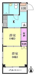 第一紅竹マンション 2Kの間取図画像