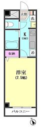 フレア十五屋B館 1Kの間取図画像