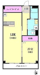 シャトー富士 1LDKの間取図画像