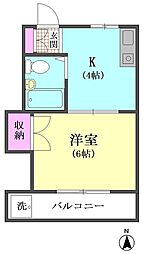 プリベール王大 1Kの間取図画像