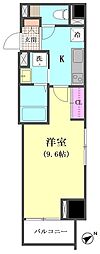 RISE大森 1Kの間取図画像