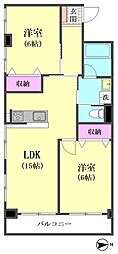 シャトー富士 2LDKの間取図画像