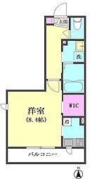 ルミエール山王 1Kの間取図画像