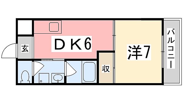 コーポふくい 403｜兵庫県姫路市琴岡町(賃貸マンション1DK・2階・32.19㎡)の写真 その2