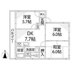 メゾンエルム 3DKの間取図画像