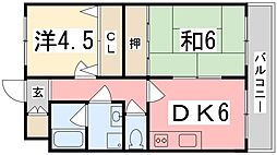 メイプルタウン 2DKの間取図画像