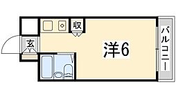 スカイコート姫路 ワンルームの間取図画像