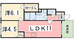 リバーサイドヴィラ西館 2LDKの間取図画像