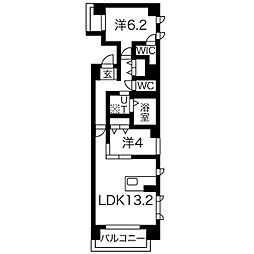 THEMUSE栗山 2LDKの間取図画像
