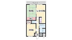 リバーサイド白鷺 2LDKの間取図画像