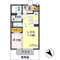 ジュネス谷川 1LDKの間取図画像