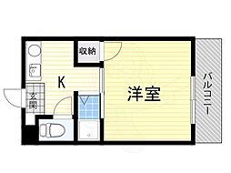 津之江パークハイツ2号館 1Kの間取図画像