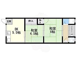 ハイバレーコーポ 2DKの間取図画像