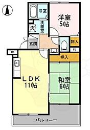 阪急京都本線 高槻市駅 徒歩28分の賃貸アパート 3階2LDKの間取り