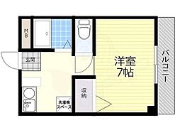 阪急京都本線 高槻市駅 徒歩5分の賃貸マンション 4階1Kの間取り