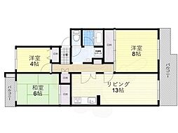 JR東海道・山陽本線 島本駅 徒歩17分の賃貸マンション 3階3LDKの間取り