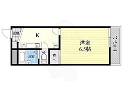 JR東海道・山陽本線 摂津富田駅 徒歩20分の賃貸マンション 3階1Kの間取り