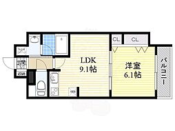 阪急京都本線 茨木市駅 徒歩3分の賃貸マンション 8階1LDKの間取り