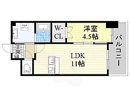 ヴェルドゥール南茨木 1LDKの間取図画像
