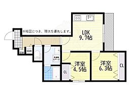 Healing Grace 高槻高西町A棟 2LDKの間取図画像