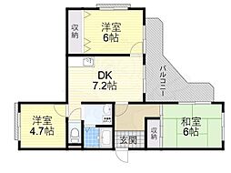エスポワール高槻 3DKの間取図画像