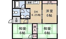サンワロイヤルマンション2号館 3DKの間取図画像
