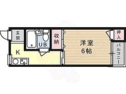 柳原第2パールマンション 1Kの間取図画像