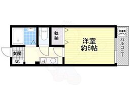 ぷりんせす八丁畷B棟 1Kの間取図画像