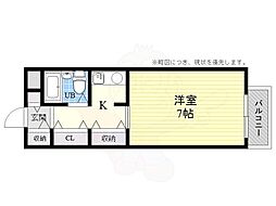 ビエラコート高槻 1Kの間取図画像