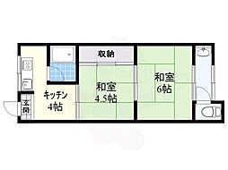 春日荘 2Kの間取図画像