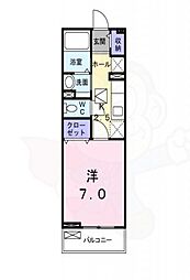 ハイツ東大手 1Kの間取図画像