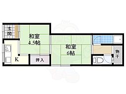 幸楽荘 2Kの間取図画像