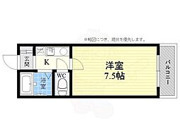 ウェルシーコート高槻 1Kの間取図画像