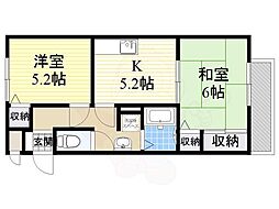 サンライフ川添 2Kの間取図画像