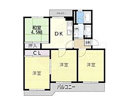 塚原台ハイツ3号 4DKの間取図画像