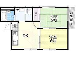 中本ハイツ 2DKの間取図画像